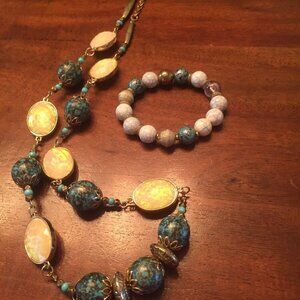 Faux Stone Necklace and Bracelet Set